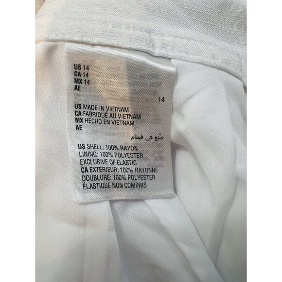 Bar III Button Front Lined Wide Leg White Pants Size 14 High Waist Pockets - Picture 12 of 13